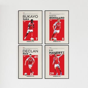 Arsenal Poster Gift Set of 4 Bundle, Arsenal Poster Set of 4, Arsenal Footballer Wall Art