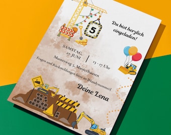 Invitation | Construction Site Party | Children's Birthday Party | Construction Site