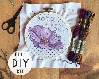 Good Vibes Only DIY stitch kit | Full Embroidery Kit | craft kit