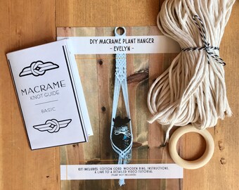 The Evelyn DIY Macrame plant hanger kit , Make your own plant hanger , Full Macrame Kit