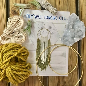 DIY wall hanging kit - BoHo macrame fiber art - Easy craft kit - choose your own color