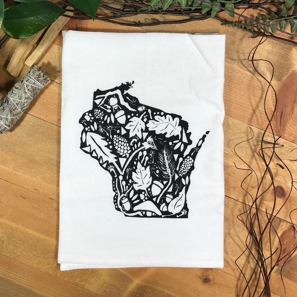 Wisconsin Screen Print Dishtowel | wisconsin tea towel