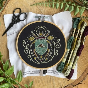 DIY Stitch Kit - Eyes Wide Beetle, easy embroidery kit, diy bug embroidery kit, Magical DIY kit