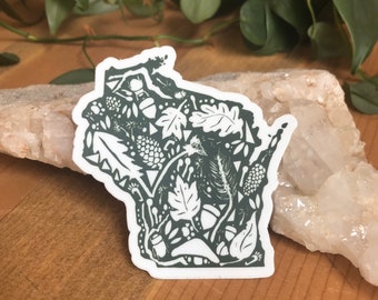 Green Wisconsin State sticker, Nature design sticker