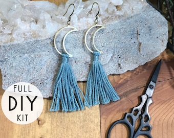 Moon tassel earring DIY kit | jewelry DIY kit | moon earring kit | Easy DIY earring kit