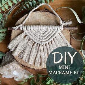 DIY Mini Sunburst Macrame Wall Hanging Kit, Half Moon Macrame Kit, DIY Semi-Circle Macrame