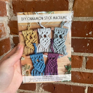 DIY Cinnamon Stick Macrame kit - wall hanging, ornament kit, fiber art crafty kit, Macrame Kit for Beginners