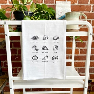 Cheese illustrated dishtowel , Cheese Lover towel , Cheese tea towel image 3