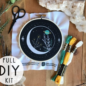 Celestial DIY Stitch Kit, Embroidery Kit, Moon kit, Easy craft kit, Moon Embroidery Kit