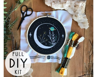 Celestial DIY Stitch Kit, Embroidery Kit, Moon kit, Easy craft kit, Moon Embroidery Kit