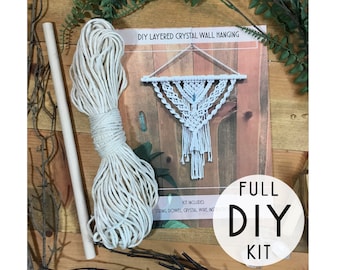 DIY Macrame Kit , layered crystal macrame kit , wall hanging , Agate DIY Macrame kit , Advanced craft kit