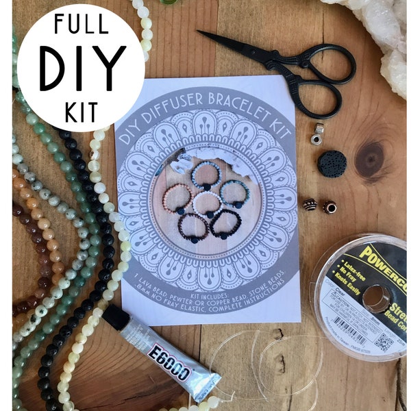 Essential Oil Diffuser Bracelet Kit - DIY kit - Lava Bead Bracelet - stretch bracelet - jewelry craft kit