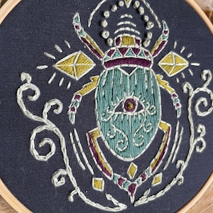 DIY Stitch Kit Eyes Wide Beetle, easy embroidery kit, diy bug embroidery kit, Magical DIY kit image 5