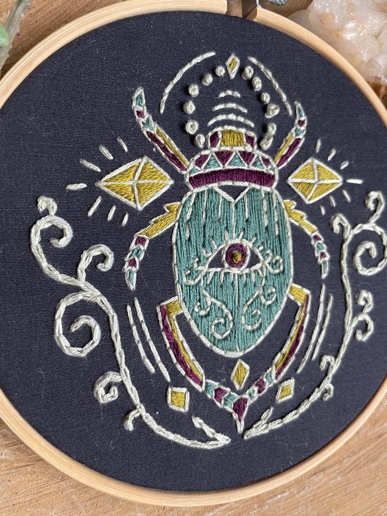 DIY Stitch Kit Eyes Wide Beetle, easy embroidery kit, diy bug embroidery kit, Magical DIY kit image 5