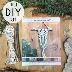 DIY macrame air plant hanger kit, DIY craft kit, DIY crafts, diy macrame kit, Make your own wall hanging kit, diy macrame wall hanging kit