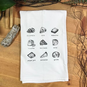 Cheese illustrated dishtowel , Cheese Lover towel , Cheese tea towel image 2