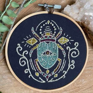 DIY Stitch Kit Eyes Wide Beetle, easy embroidery kit, diy bug embroidery kit, Magical DIY kit image 4