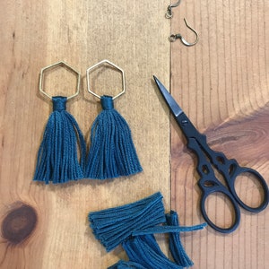 Hexagon tassel earring DIY kit Choose your own color Easy Jewelry kit image 5