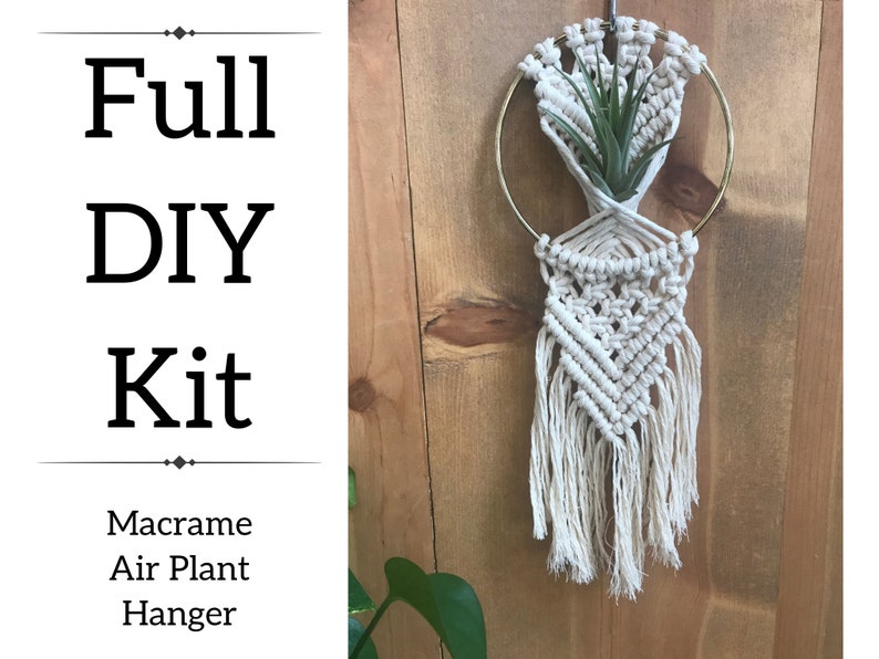 DIY macrame air plant hanger kit the Rowan, air plant hanger kit, macrame kit, diy macrame, crafty boho kit image 1