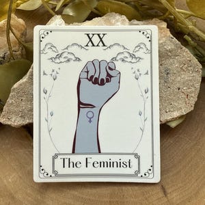 The Feminist sticker.  Feminist Tarot card vinyl sticker