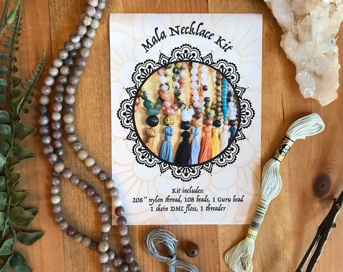 DIY Mala Necklace Kit, Make your own Mala, DIY Jewelry kit, diy kits for adults, diy necklace kit, make your own mala kit