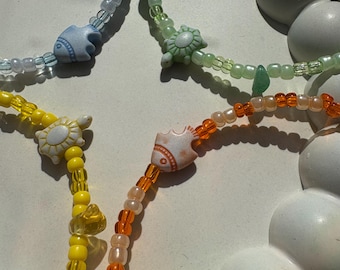 Pulsera de cuentas hecha a mano con motivos marinos – Pulsera de la amistad veraniega en azul, verde, amarillo o naranja.