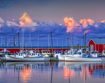 Fishing Boats Seascape Photograph: Alberton Harbour, Prince Edward Island Sunset