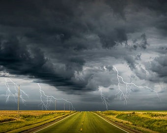 Midwest Prairie Lightning Storm Photo: North Dakota Landscape - Etsy