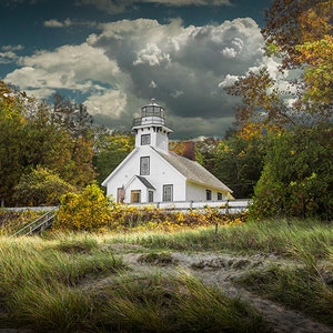 Old Mission Point Lighthouse Print: Grand Traverse Bay, Lake Michigan
