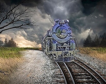 Vintage Steam Train Photo: Americana Railroad Art, Metal or Canvas