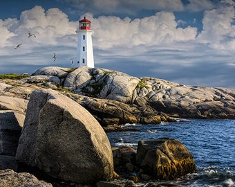 Peggy's Cove Lighthouse Seascape Photograph - Nova Scotia Art Print