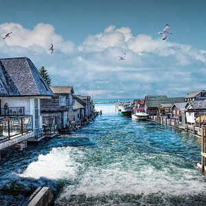 Fishtown Leland Michigan Art Print: Nautical Lake Michigan Seascape
