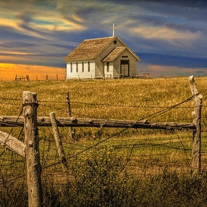 Prairie Sunset Church Photo: South Dakota Fine Art Landscape