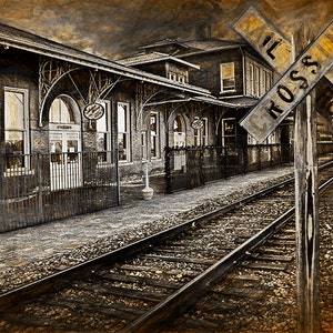 Gutherie Oklahoma Train Station Art Print: Railroad Landscape Photography