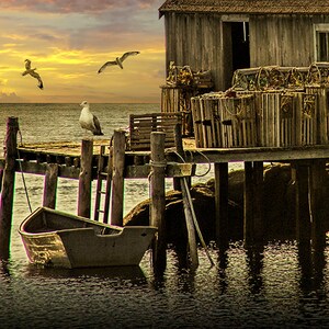 Peggy&#39;s Cove Harbor Print: Nova Scotia Seascape with Gulls
