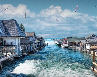 Fishtown Leland Michigan Print: Lake Michigan Nautical Photograph