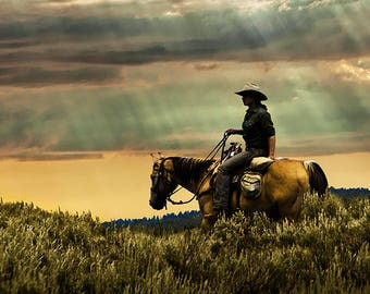 Cowboy, Cowgirl, Cowhand, Saddle Horse, Horseback Riding, Western Art, Cowboy Art, Western Landscape, Horse Photograph, Western Range