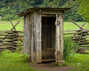 Historic Outhouse Photograph, Smoky Mountains, Mountain Farm Museum, North Carolina, National Park, Appalachia Landscape Photograph, Print