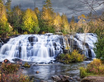 Overview of Bond Falls in Autumn, Ontonagon River, Upper Peninsula, Michigan Water Fall, Michigan Photo, Fine Art, Nature Photography