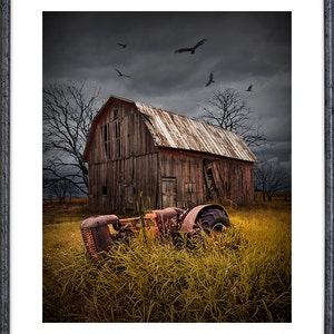 The Death of a Small Midwest Farm with abandoned Barn and Tractor below Circling Vultures No.1213 A Fine Art Agricultural Photograph image 2