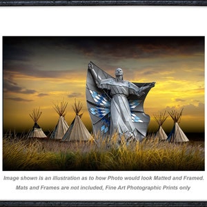 Sculpture Art called Dignity of Earth and Sky by the Missouri River near Chamberlain South Dakota, Indigenous Western Fine Art with Tepees image 3