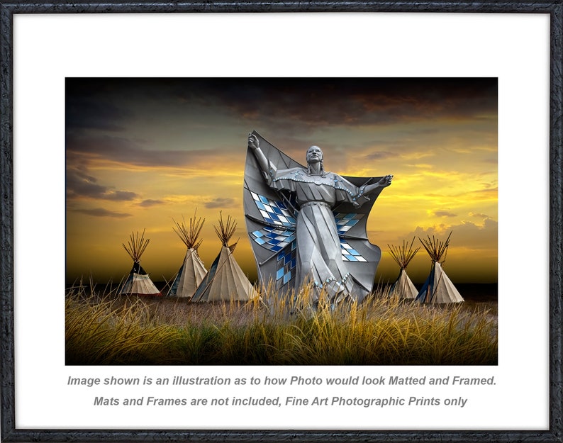 Sculpture Art called Dignity of Earth and Sky by the Missouri River near Chamberlain South Dakota, Indigenous Western Fine Art with Tepees image 3