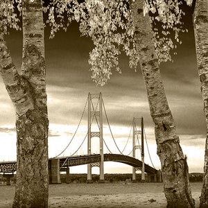 Mackinac Bridge, Straits of Mackinac, Mackinaw City, Lake Michigan, Lake Huron, Great Lakes, Big Mac, Upper Peninsula, Seascape Photograph image 8