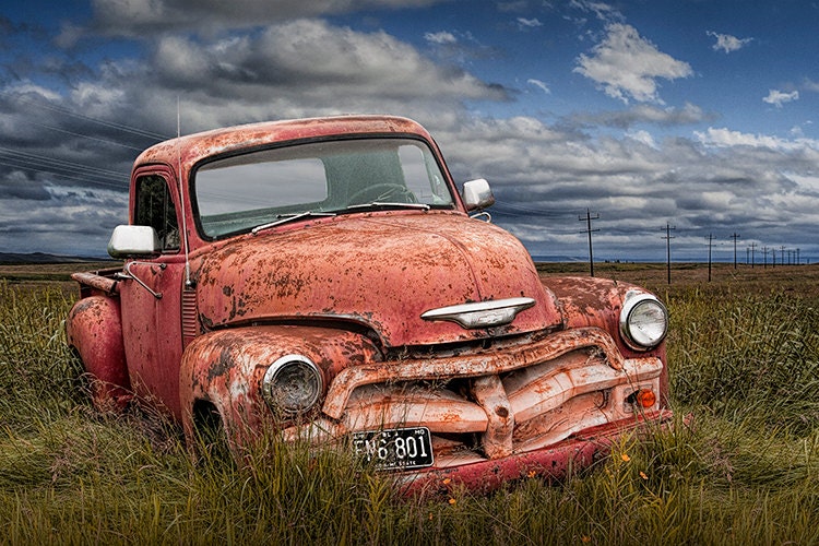Fine Art Photography Prints Metal Rusty Antique Vintage Abandoned Chevrolet Pickup Truck Retired To The Desert At Cool Springs AZ Canvas