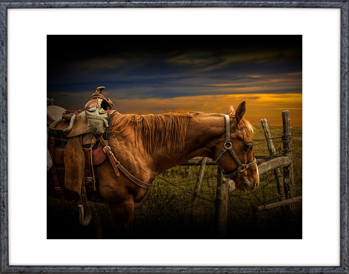 Œuvre D'art Encadrée - Selle Western Ranch - Décoration Cowboy - Cheval