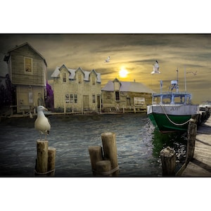 Leland Michigan Sunset Print: Fishtown Harbor, Lake Michigan Seascape