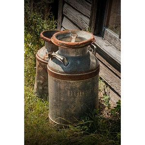 Vintage Milk Cans Photograph: South Dakota Prairie Homestead Fine Art Print
