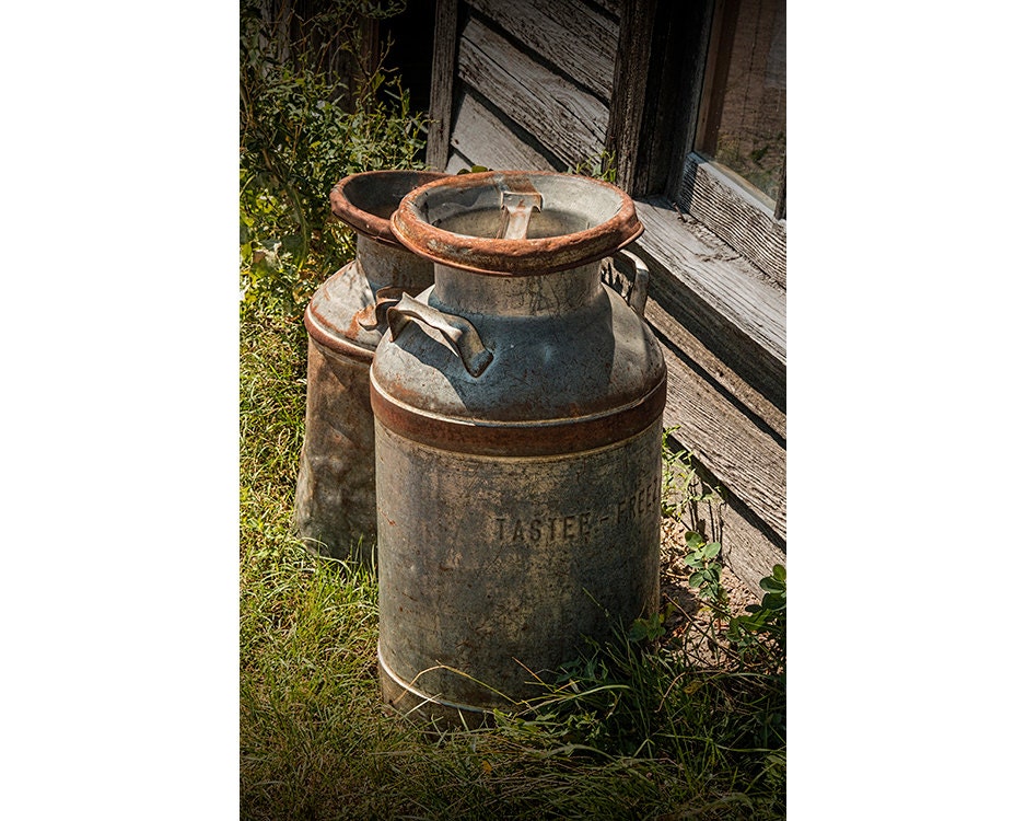 Vintage Milk Cans Photograph: South Dakota Prairie Homestead Fine Art Print