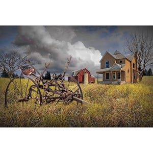 Red Barn Farmhouse Print: Rustic Americana Country Wall Decor