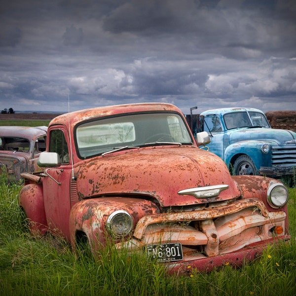 Vintage Automobiles, Car Bodies, Junk Yard, Old Trucks, Car Wrecks, Auto Landscape, Fine Art, Landscape Photograph, Wall Decor, Art Print